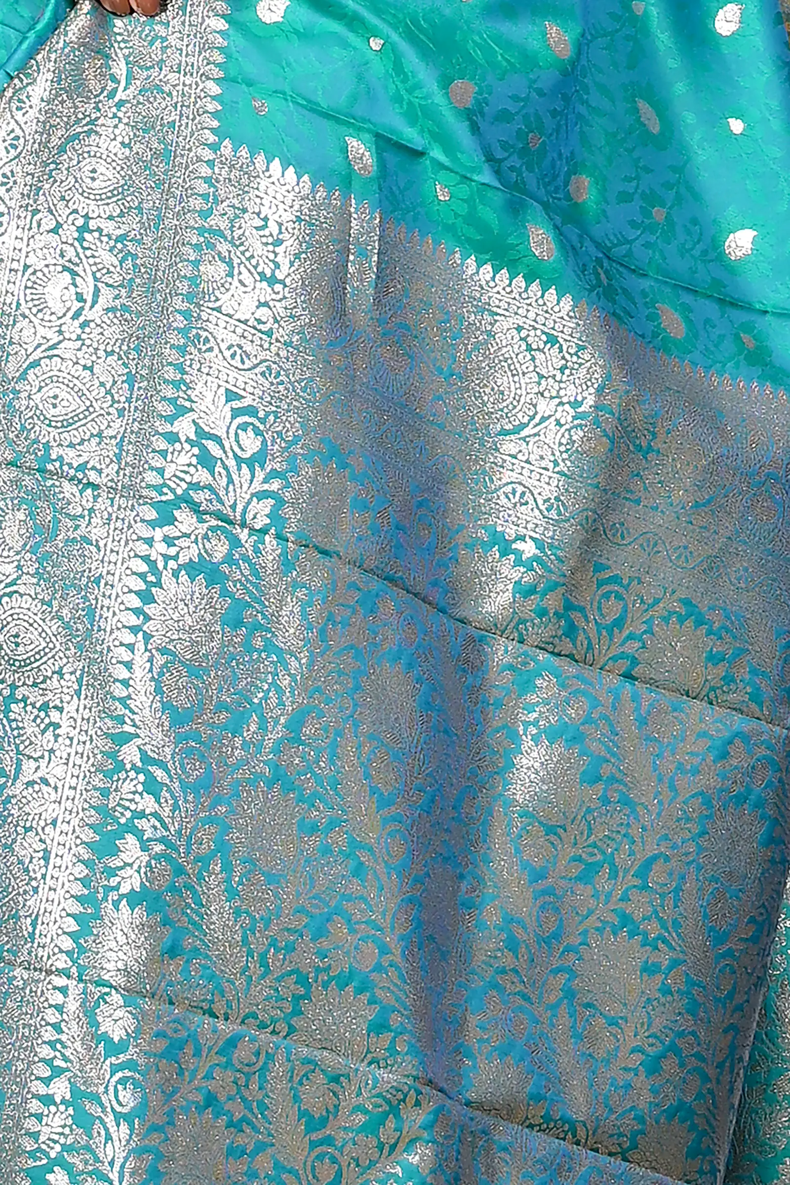 See Green Cotton Silk Parova Tanchui Saree (515)